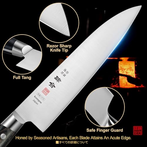 kanngou 8.27 Inch Japanese Chef Knife Kitchen Knife, Japan AUS-8 Alloy Steel Gyuto Knife with Full-Tang Pakkawood Handle, Chef's Knives with Premium Gift Box (Classic Series) - Image 5