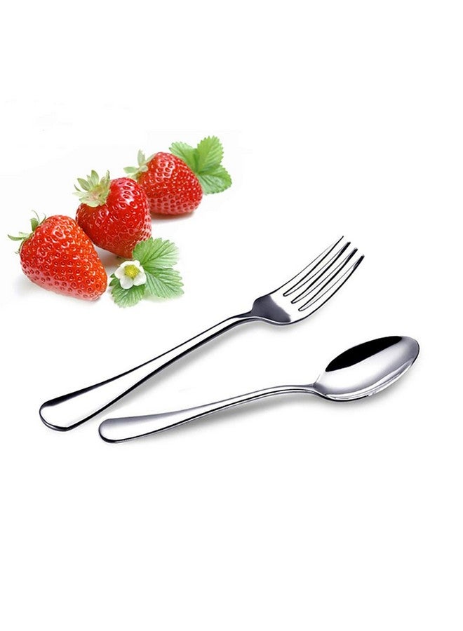 VANRA 2-Piece Children Flatware Set 18/10 Stainless Steel Child Set Tableware Set Silver Cutlery Set Silverware Dinner Utensils for Kids (Chrome Finished) (1 Fork + 1 Spoon) - Image 1