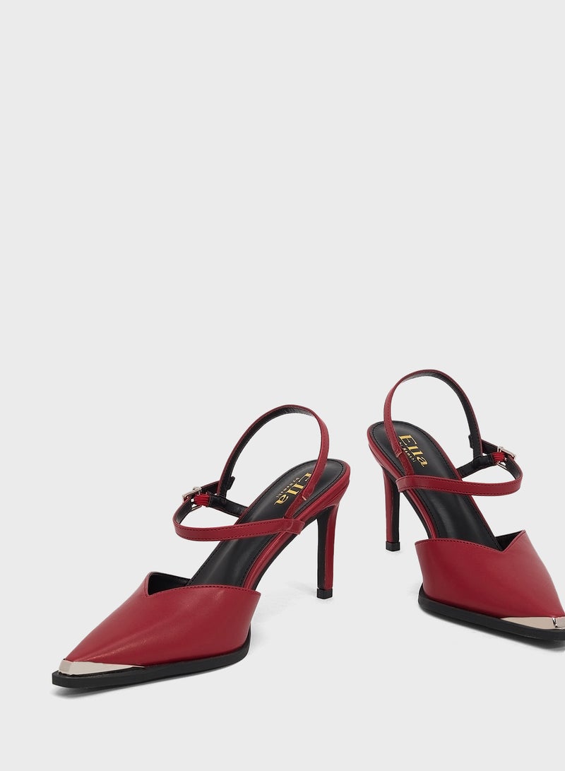 ايلا حذاء كعب عالٍ بحزام للكاحل مع لمسة معدنية - Image 4