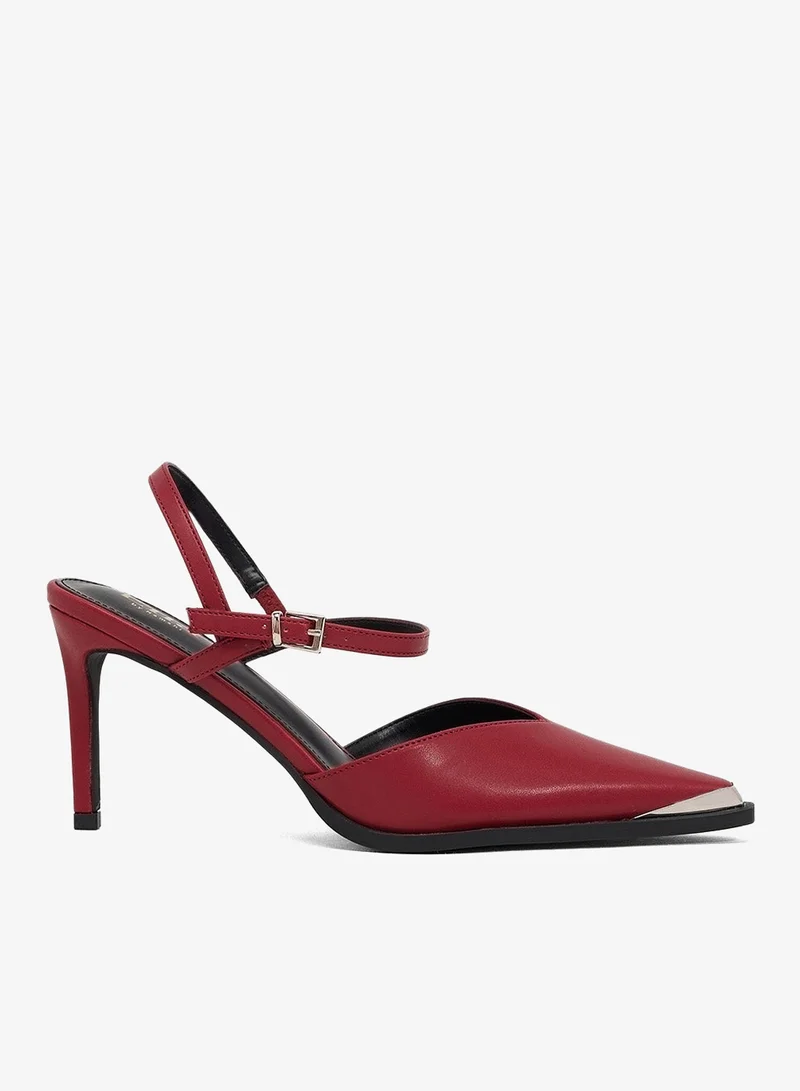 ايلا حذاء كعب عالٍ بحزام للكاحل مع لمسة معدنية