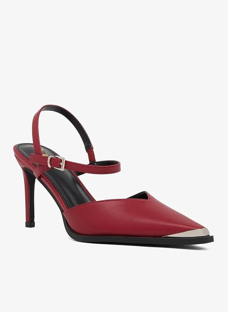 ايلا حذاء كعب عالٍ بحزام للكاحل مع لمسة معدنية