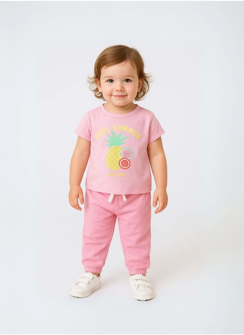 MINOTI Girls Short Sleeve T-Shirt with Rolled Cuffs