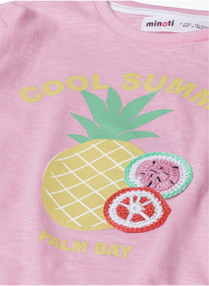 MINOTI Girls Short Sleeve T-Shirt with Rolled Cuffs - Image 4