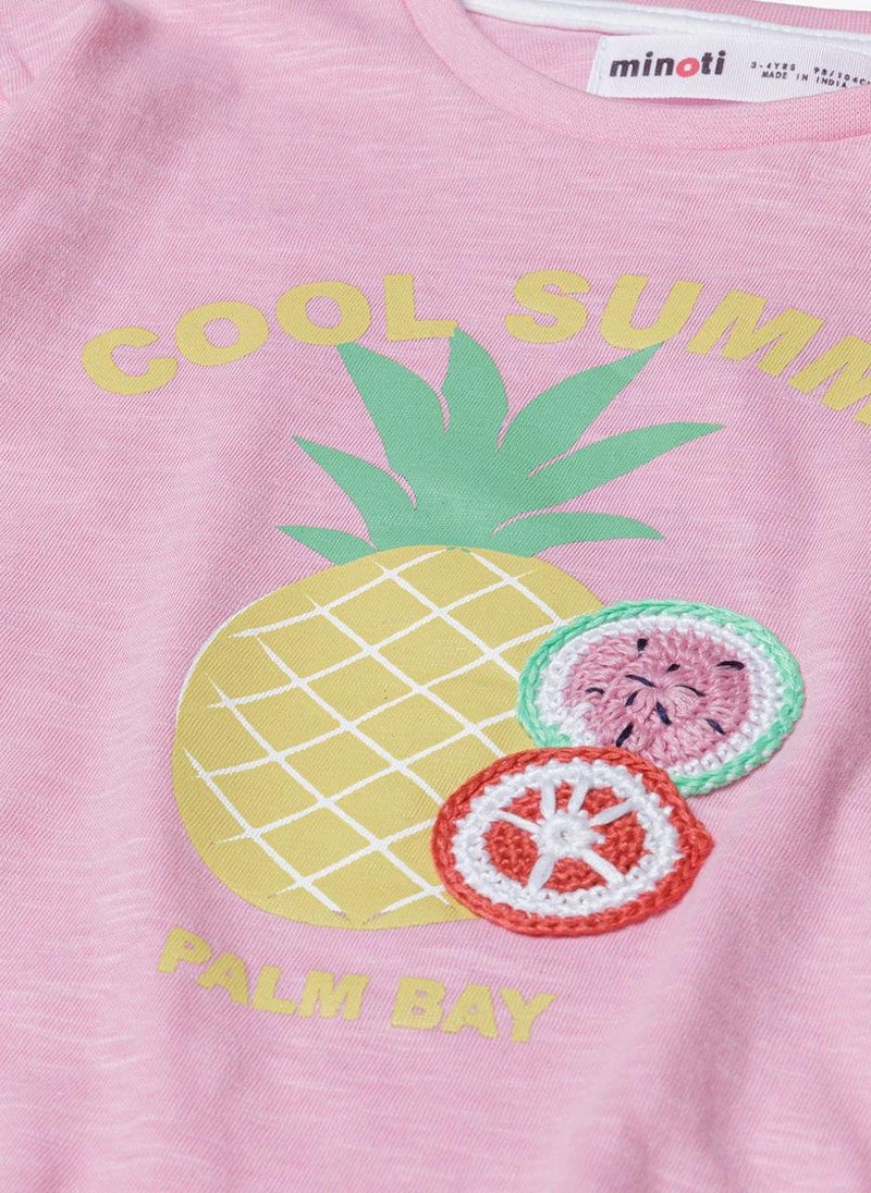 MINOTI Girls Short Sleeve T-Shirt with Rolled Cuffs - Image 3