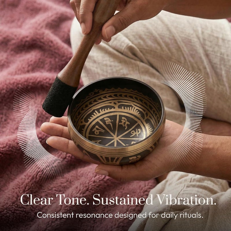 Silent Mind Tibetan Singing Bowl Set – Authentic Hand-Tuned Sound Bowl for Meditation – Complete Meditation Bowl Kit with Cushion, Mallet & Guide – Perfect Tibetan Bell for Yoga, Relaxation, & Sound Healing - Image 3