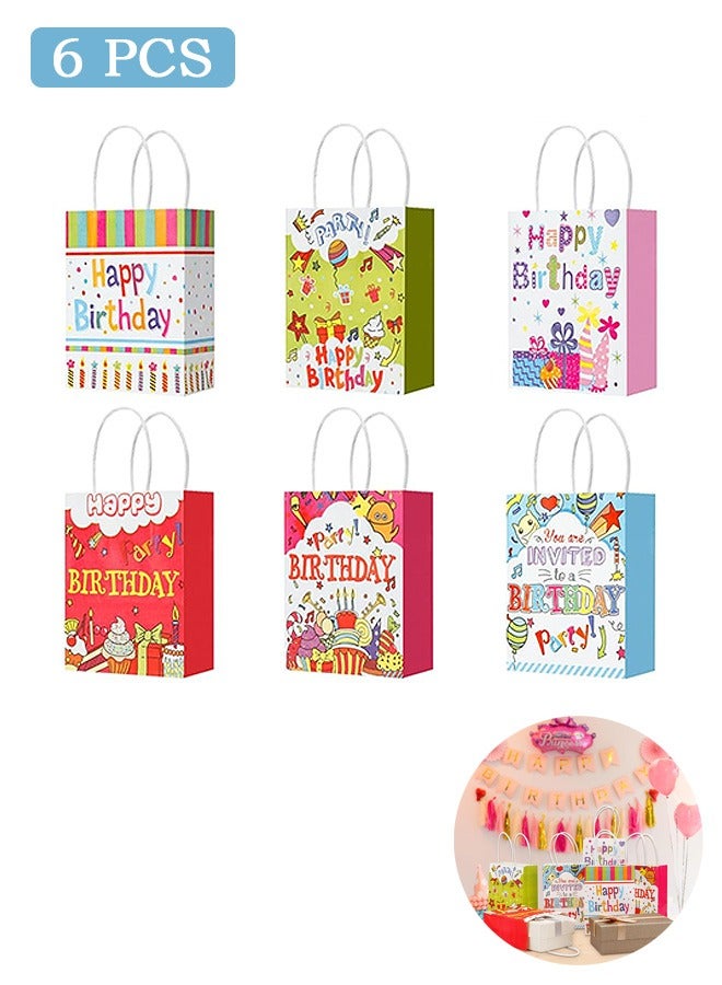 Generic 6 Pcs Birthday Gift Bag, Paper Tote Candy Bags, Birthday Party Supplies Decorations - Image 1