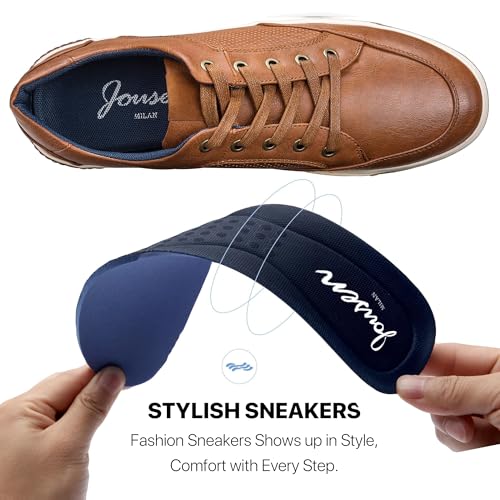 Jousen Men's Sneakers Classic Retro Casual Shoes for Men Breathable Business Dress Sneaker (A81Q07 Yellow Brown 8) - Image 5