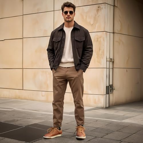 Jousen Men's Sneakers Classic Retro Casual Shoes for Men Breathable Business Dress Sneaker (A81Q07 Yellow Brown 8) - Image 3