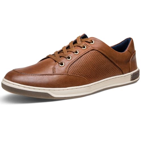 Jousen Men's Sneakers Classic Retro Casual Shoes for Men Breathable Business Dress Sneaker (A81Q07 Yellow Brown 8) - Image 1