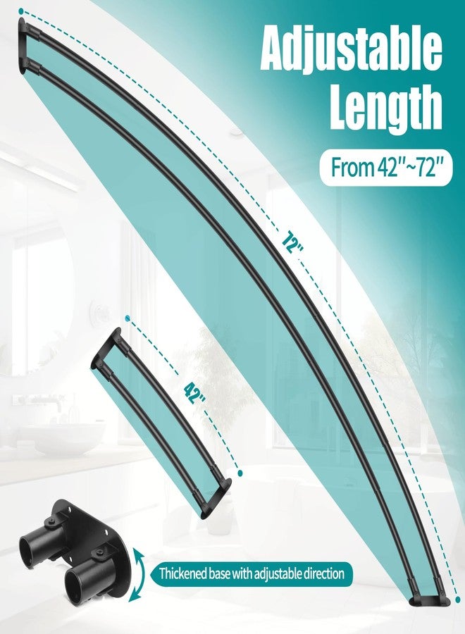 Anndason Double Curved Shower Curtain Rod 42 to 72 Inches Elegant Double Shower Curtain Rod Adjustable Wall Mounted Double Shower Curtain Pole for Bathroom (Black, 42 to 72") - Image 2