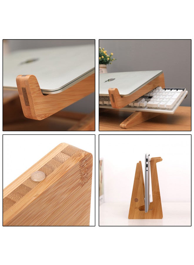 Nuvograin Laptop Stand, Wooden Vertical Laptop Stand for Desk, Bamboo Laptop Stand Compatible with MacBook Air Pro/Dell XPS/Surface pro/HP/Pixelbook/Lenovo, More Laptops 13-15.6inch - Image 2