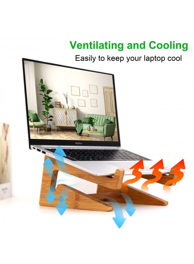 Nuvograin Laptop Stand, Wooden Vertical Laptop Stand for Desk, Bamboo Laptop Stand Compatible with MacBook Air Pro/Dell XPS/Surface pro/HP/Pixelbook/Lenovo, More Laptops 13-15.6inch - Image 3