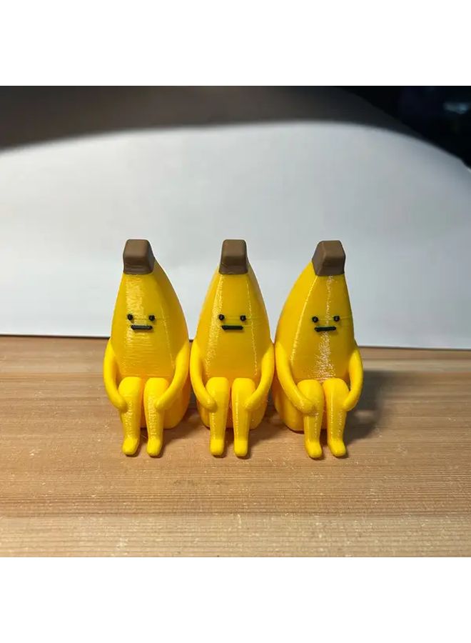 3pcs Cute Banana Figurines With Expressive Eyes For Home Office Holiday Decor - Image 1