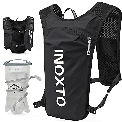 INOXTO Running Hydration Vest Backpack,Lightweight Insulated Pack with 1.5L Water Bladder Bag Daypack for Hiking Trail Running Cycling Race Marathon for Women Men (Black) - Image 1