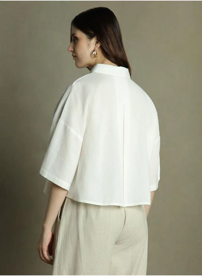 Dennis Lingo Relaxed Fit White Top – Elegant and Comfortable
