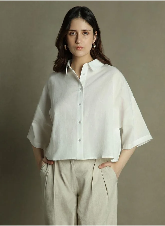 Dennis Lingo Relaxed Fit White Top – Elegant and Comfortable