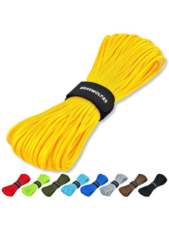 WEREWOLVES Paracord Rope, 7 Strand Type III Parachute Cord 4mm 100ft / 200ft for Crafting, DIY Projects, Survival Bracelets (Yellow, 100 ft) - Image 1