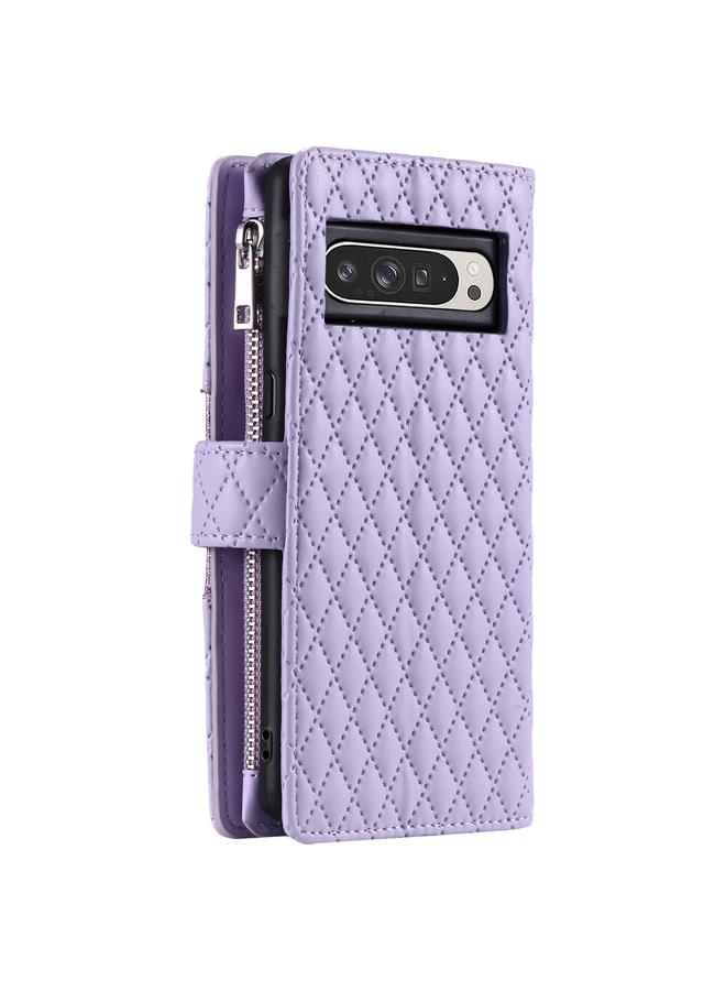 Green Tiger Case For Google Pixel 9 Pro XL Glitter Lattice Zipper Wallet Leather Phone Case - Image 3
