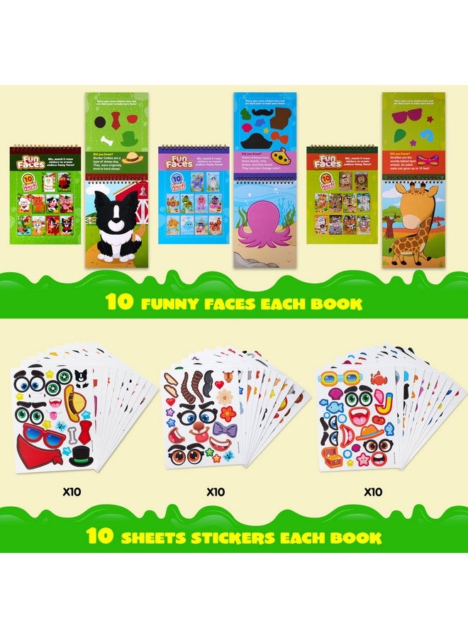 JOYIN Make-a-Face Reusable Sticker Books 3-Pack (Safari, Farm, Sea Animals) - On The Go Travel Toys Activity Pad for Kids Ages 4-8(30 Scenes) - Image 2