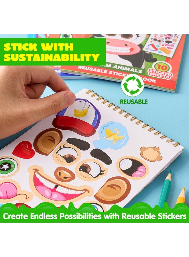 JOYIN Make-a-Face Reusable Sticker Books 3-Pack (Safari, Farm, Sea Animals) - On The Go Travel Toys Activity Pad for Kids Ages 4-8(30 Scenes) - Image 4