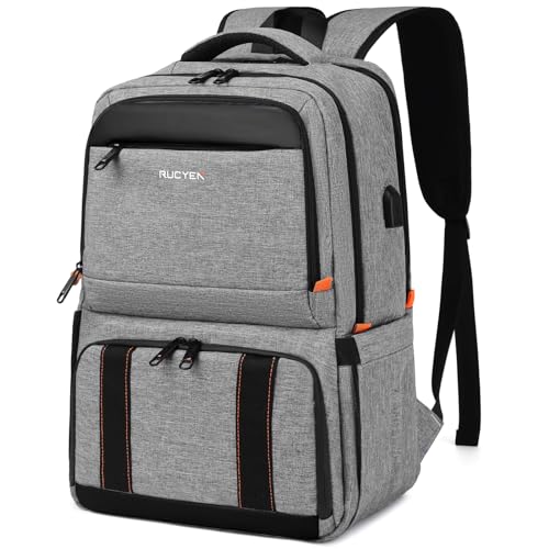 RUCYEN Lunch Backpack, Insulated Cooler Backpack Lunch Box for Men Women, 15.6 Inches RFID Blocking Laptop Backpack with USB Port for Work Travel Picnics Hiking Grey - Image 1