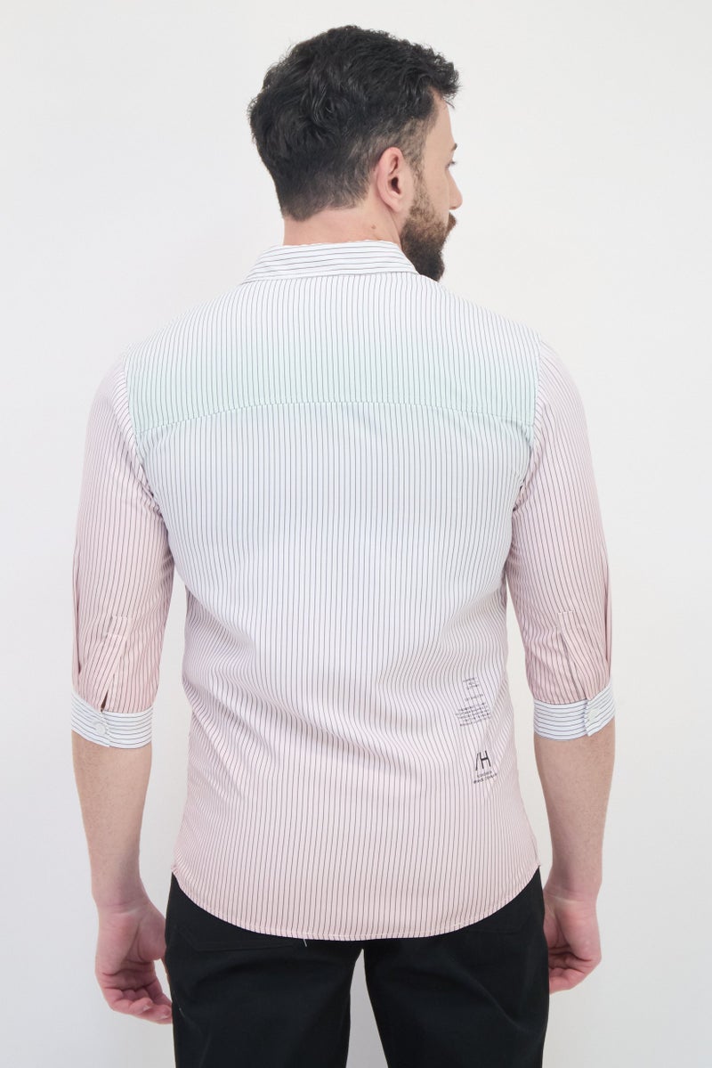 SELECTED Men Regular Fit Stripe Long Sleeve Casual Shirt, Multicolor - Image 3