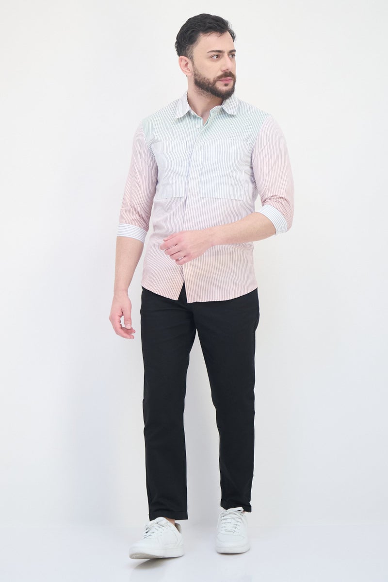 SELECTED Men Regular Fit Stripe Long Sleeve Casual Shirt, Multicolor - Image 4