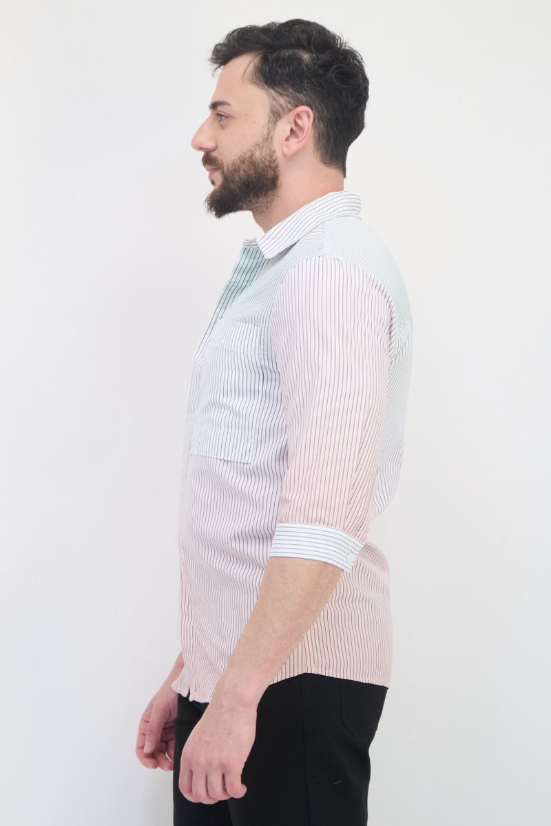 SELECTED Men Regular Fit Stripe Long Sleeve Casual Shirt, Multicolor - Image 2