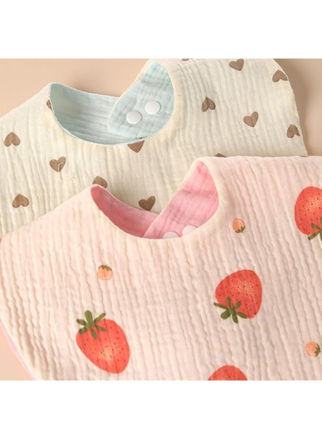 2pcs Water Absorbent Cotton Baby Bibs Infant Bibs Beautiful Pattern Newborn Bibs Water Absorption Bibs for Newborns to 3 Years - Image 2