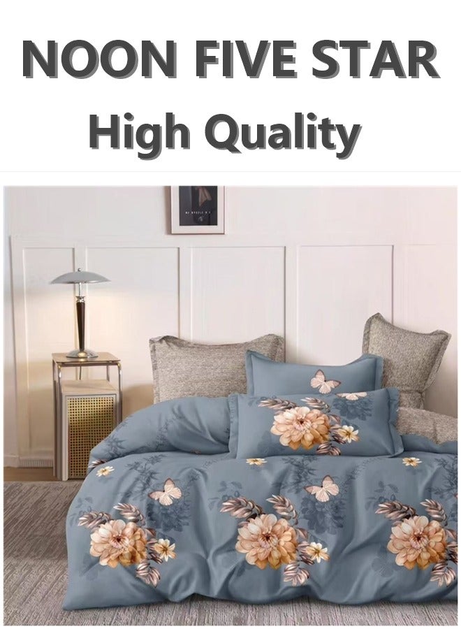 All-in-One King Bed Set 220x240cm: 6PCS Duvet Cover 4Pillow Cover 1 Deep Pocket Fitted Sheet
