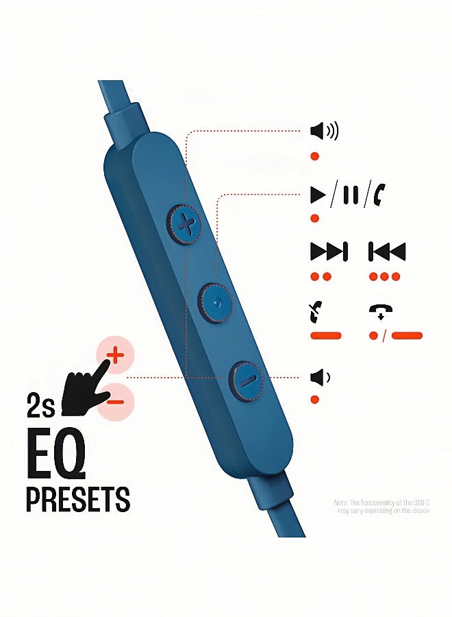 جي بي إل سماعات أذن داخلية سلكية عالية الدقة من نوع Tune 310C بمنفذ USB-C، لون أزرق - Image 4