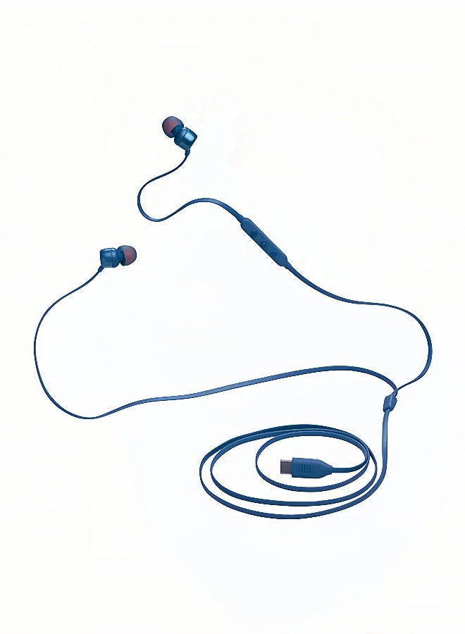 جي بي إل سماعات أذن داخلية سلكية عالية الدقة من نوع Tune 310C بمنفذ USB-C، لون أزرق - Image 2