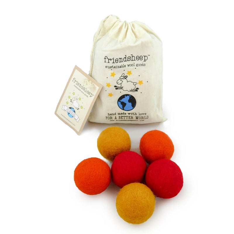 Friendsheep Eco Wool Pet Toy Ball Cat Ferret Small Dog Fair Trade Handmade in Nepal EcoFriendly 100 Wool 6Pack Balls x6 Orange Crush - Image 3