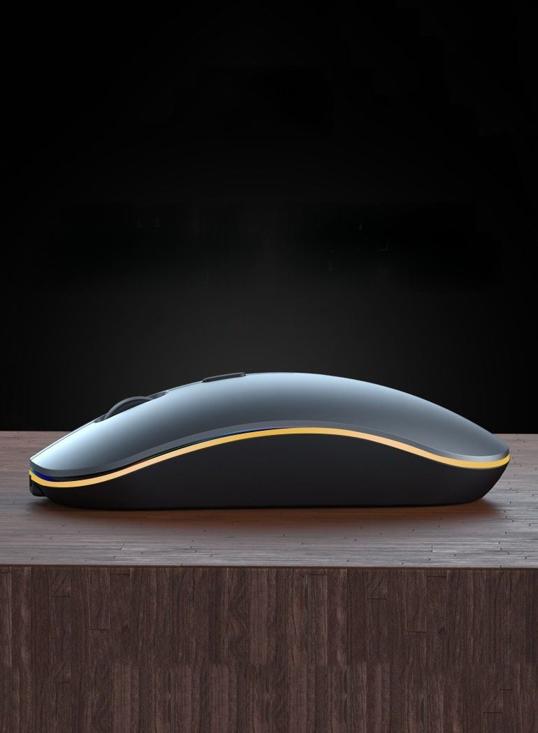 600mAh Wireless Mouse, Bluetooth Mouse, LED Rechargeable Bluetooth Mouse (Bluetooth 5.1+2.4G Wireless) Ultra-Thin/Silent Wireless Mouse for PC MacBook, Laptop, Tablet (Black)  - Image 4