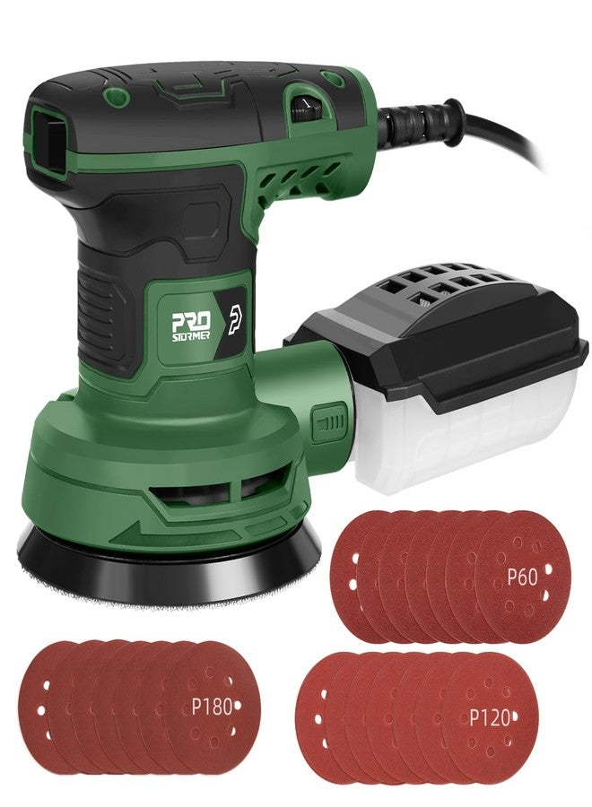 Prostormer 5-Inch Random Orbital Sander with 21PCS Sandpapers, 8000-13000RPM, 2.6AMP Palm Sander with 6 Variable Speeds, Dust Collection For Polishing, Sanding - Image 1