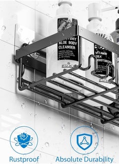 FLOWING 5-Pack Bathroom organizer bathroom shelf, shelf for bathroom, No Drilling Rustproof  Self-Adhesive Shower Shelves for Bathroom Storage, Black  - Image 2