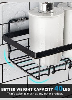 FLOWING 5-Pack Bathroom organizer bathroom shelf, shelf for bathroom, No Drilling Rustproof  Self-Adhesive Shower Shelves for Bathroom Storage, Black  - Image 3