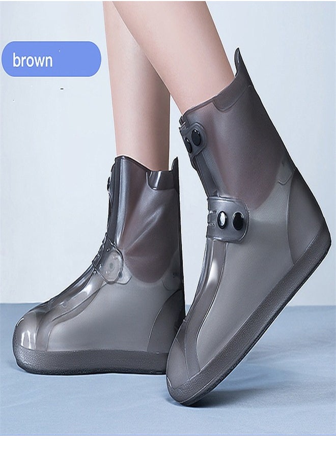 Loquat - Children's Mid Tube Rain Boots Brown - Image 1