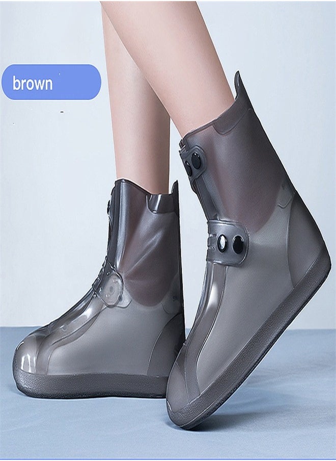 Loquat - Children's Mid Tube Rain Boots Brown - Image 1