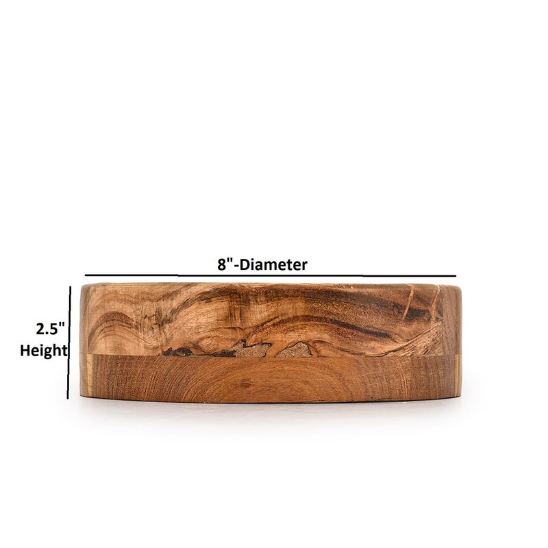 Kimona Decorative Bowl Acacia Wood Hand Carved Home Decor for Dining Table Center, Living Room, Kitchen DÃ©cor (8"x 8" x 2.5") - Image 5