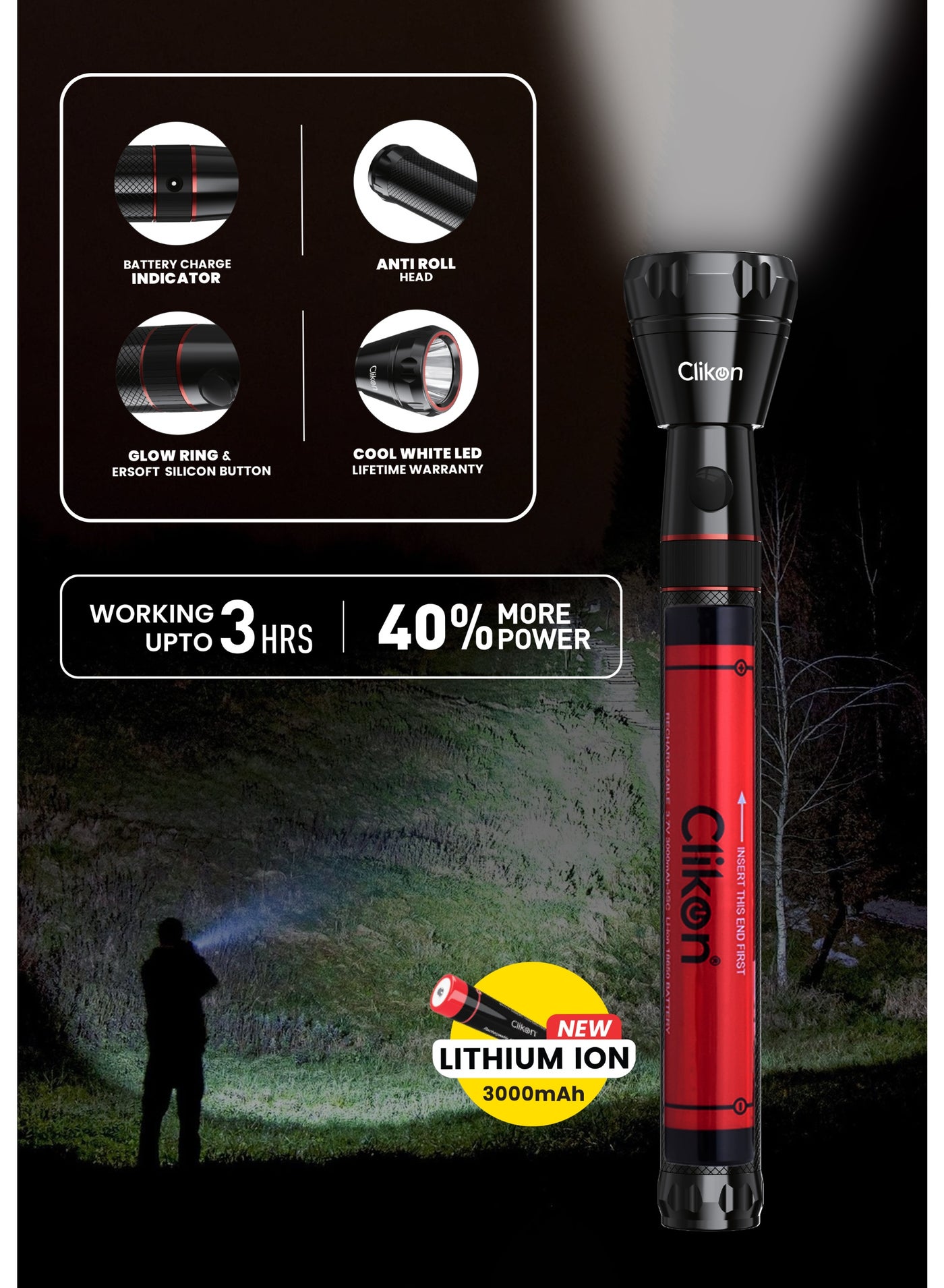 clikon rechargeable led flashlight Flash Light Buy Clikon CK8083 3000 mAh