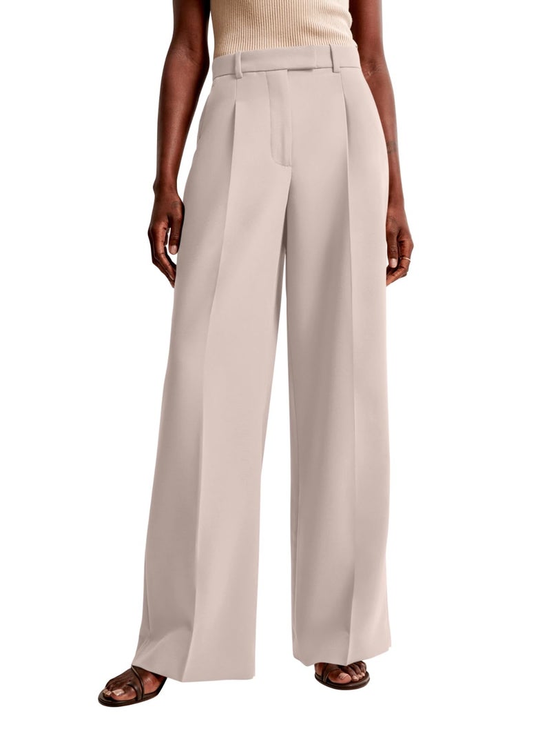 NIMIN Women Wide Leg Pants High Waisted 2026 Dressy Office Work Trousers Business Casual Pants with Pockets Beige - Image 2