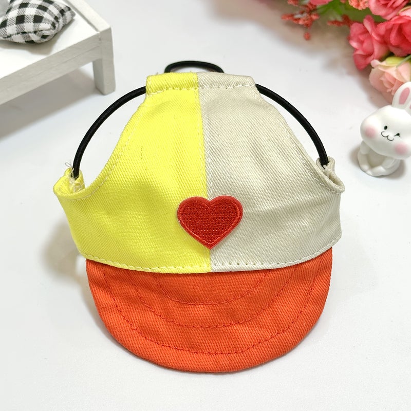 Blue Adjustable Dog Baseball Cap with Heart Pattern Ear Holes For Small Dogs Sun Protection - Image 1