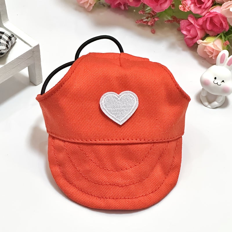 Blue Adjustable Dog Baseball Cap with Heart Pattern Ear Holes For Small Dogs Sun Protection - Image 3
