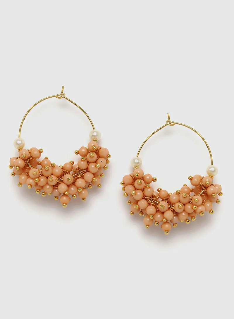 SOHI Orange Beaded Artificial Hoop Earring Jewellery