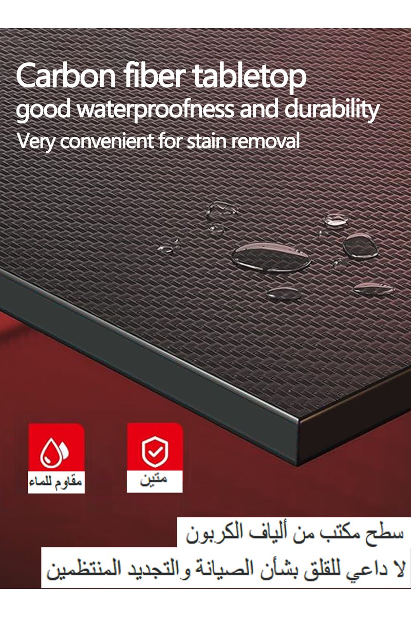 WEMART Gaming Desk 100 CM PC Computer Desk, Carbon Fiber Home Office Desk Table Gamer Workstation, Simple Game Table, Black  - Image 4