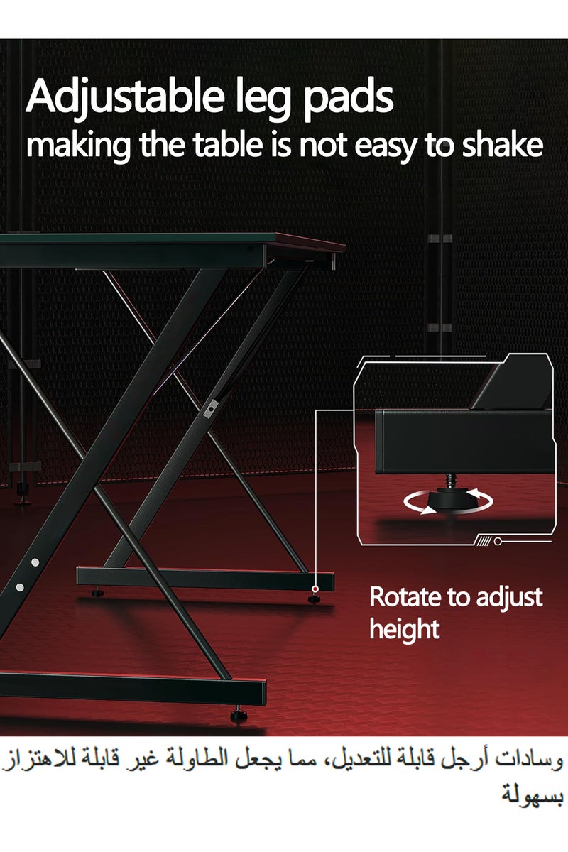 WEMART Gaming Desk 100 CM PC Computer Desk, Carbon Fiber Home Office Desk Table Gamer Workstation, Simple Game Table, Black  - Image 3