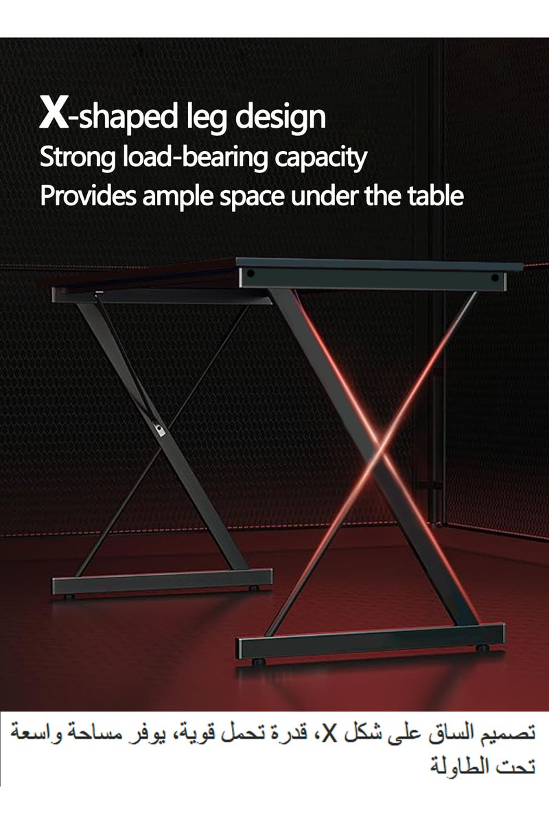 WEMART Gaming Desk 100 CM PC Computer Desk, Carbon Fiber Home Office Desk Table Gamer Workstation, Simple Game Table, Black  - Image 5