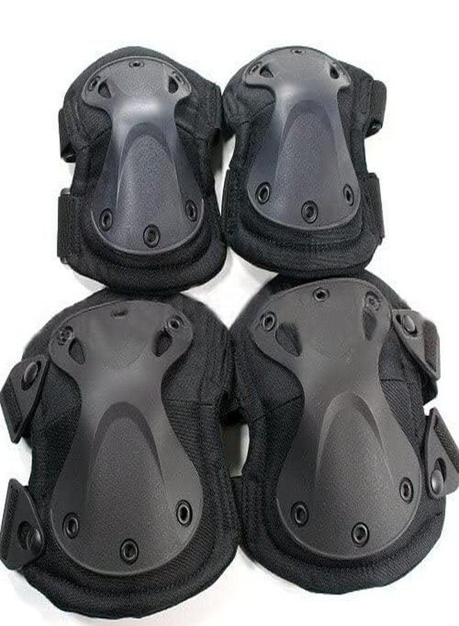 Kagbeni Outdoor Sports Tactical Combat Knee & Elbow Protective Pads Cycling/Bike/Skate Knee and Elbow Pad Set for Adult (Black) - Image 2