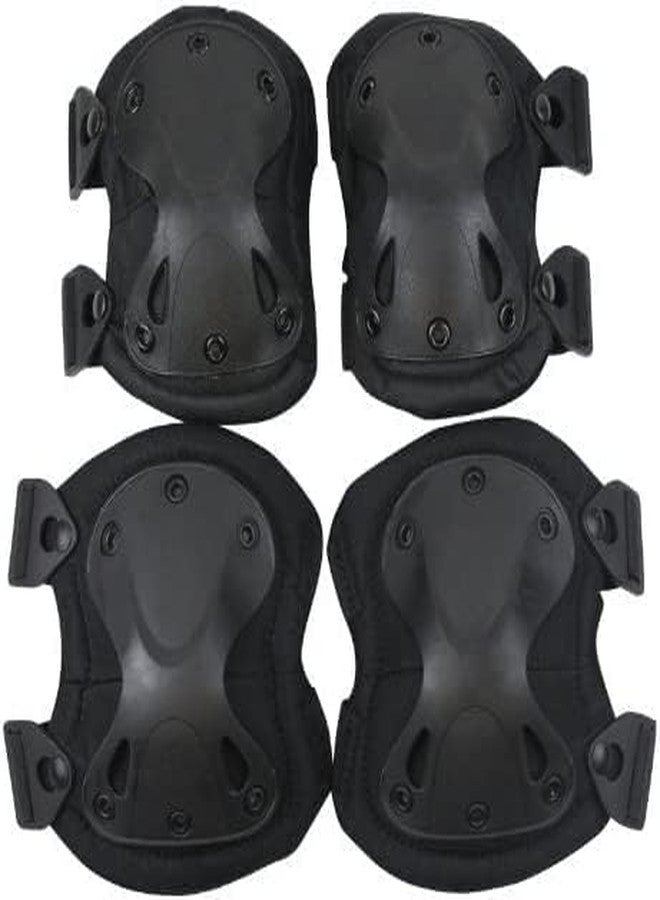 Kagbeni Outdoor Sports Tactical Combat Knee & Elbow Protective Pads Cycling/Bike/Skate Knee and Elbow Pad Set for Adult (Black) - Image 1